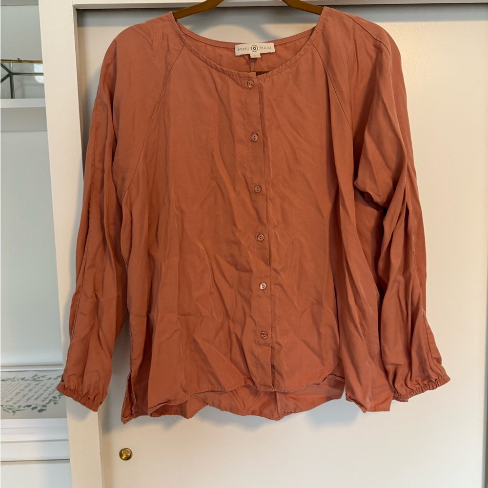 Elegant Button-Up Blouse in Terracotta